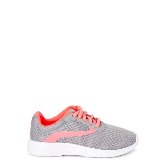 Athletic Works | Coral & Gray Girls Lace-up Mesh Jogger Shoe | Size 2 - Picture 2 of 7